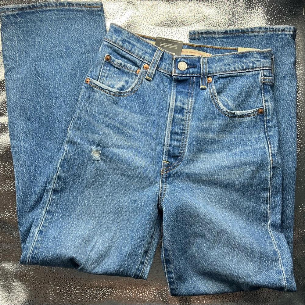 REVOLVE Blue Straight Leg Jeans - Picture 5 of 12